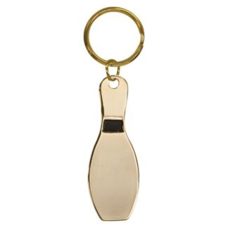 1" x 3" Gold Bowling Pin Brass Keychain