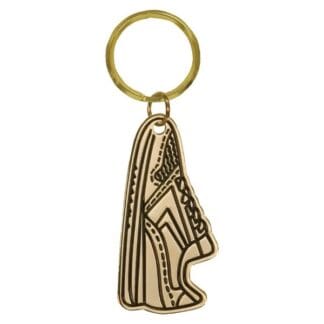 1 1/2" x 2 1/2" Gold Running Shoe Brass Keychain