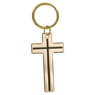 1 1/2" x 2 1/2" Gold Cross Brass Keychain