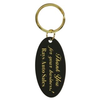 1 1/4" x 2 1/2" Black Oval Brass Keychain