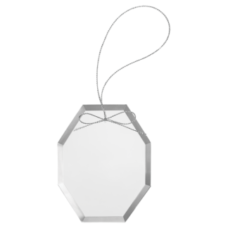 3 3/4" Octagon Clear Glass Ornament with Silver String