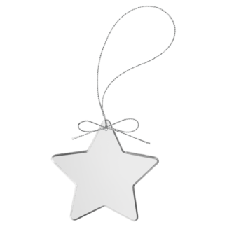 3 1/4" Star Clear Glass Ornament with Silver String