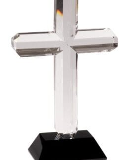 8 1/2" Crystal Cross on Black Pedestal Base
