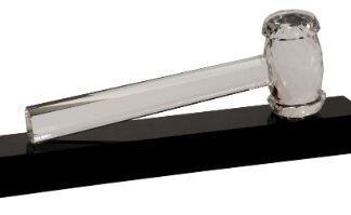 13 7/8" x 4 1/4" Crystal Gavel on Black Base