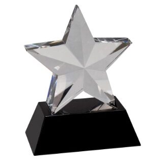 6" Crystal 3D Star on Black Base