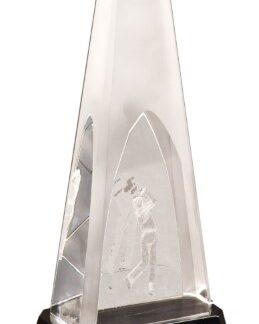 10 1/4" Clear Crystal 3D Golf Spire on Black Pedestal Base