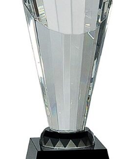 10" Clear Crystal Faceted Rising Spire on Black Base