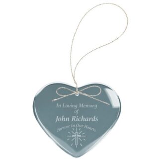 3" Heart Clear Glass Ornament with Silver String