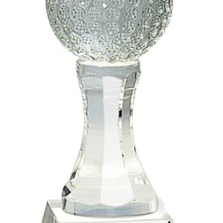 Crystal Golf Ball on Clear Pedestal Base