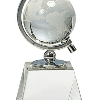 6" Crystal Spinning Globe on Clear Base