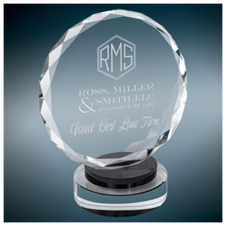 Round Facet Crystal on Black & Clear Round Base