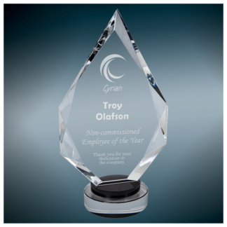 10 1/4" Diamond Crystal on Black & Clear Round Base