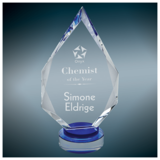 Diamond Crystal on Blue & Clear Round Base