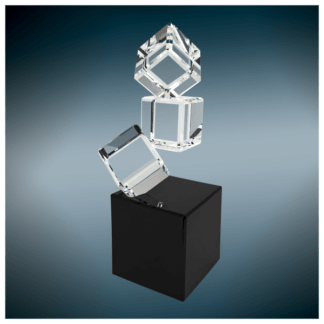 8" Triple Crystal Blocks on a Black Base