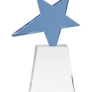 8" Blue Crystal Star on Clear Pedestal Base