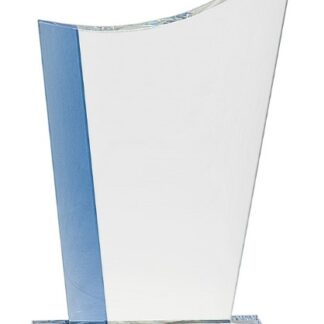 9 1/4" Blue Edge Crystal Crest on Clear Base