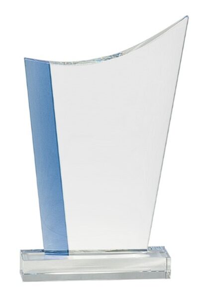 9 1/4" Blue Edge Crystal Crest on Clear Base