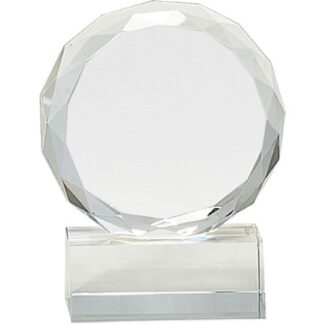 Round Facet Crystal on Clear Pedestal Base