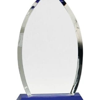 10" Crystal Oval on Blue Pedestal Base