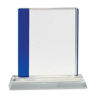 7 1/4" Blue Edge Crystal on Clear Base