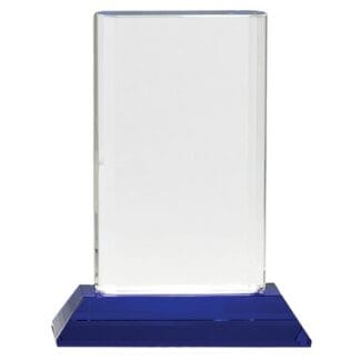 7 3/4" Crystal Cylinder on Blue Pedestal Base