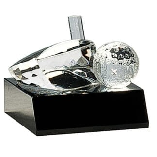 3" Clear Crystal Golf Ball & Club on Black Pedestal Base