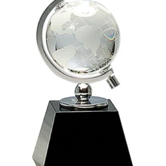 6" Crystal Spinning Globe on Black Base