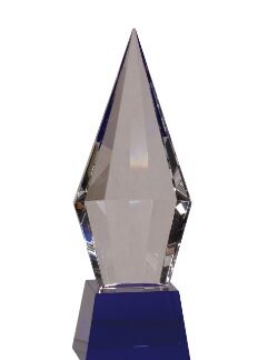 Obelisk Facet Crystal on Blue Pedestal Base