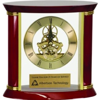 7 3/4" Executive Gold & Rosewood Piano Finish Clock