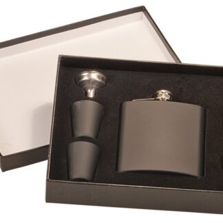 6 oz. Flask Set in Black Presentation Box