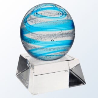 BLUE SNOW GLOBE WITH CLEAR BASE