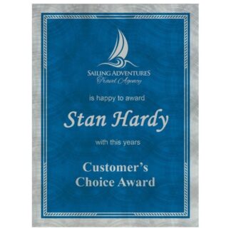 Blue/Silver Chrome Victory SunRay Plaque Plate