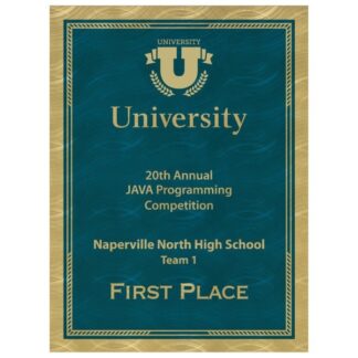 Blue/Gold Brass Plated Steel Victory SunRay Plaque Plate