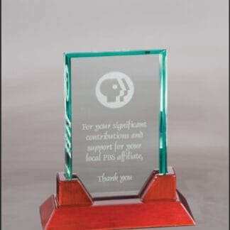 Jade Rectangle Prestige Glass with Rosewood Piano Finish Base