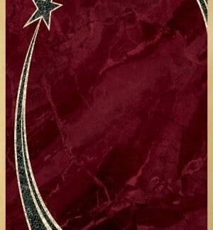 Red/Gold Brass Plated Steel Rising Star Plaque Plate