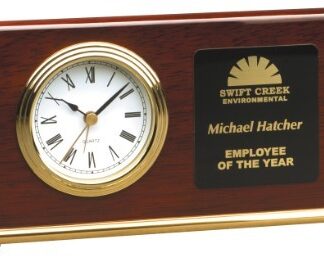 7 1/2" x 4" Rosewood Piano Finish Horizontal Desk Clock