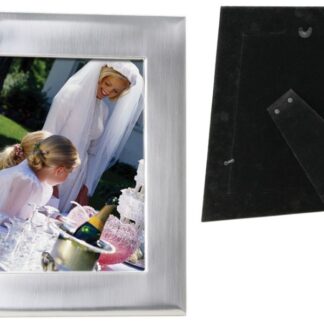 5" x 7" 2-Tone Brushed/Shiny Silver Finish Hearts Photo Frame