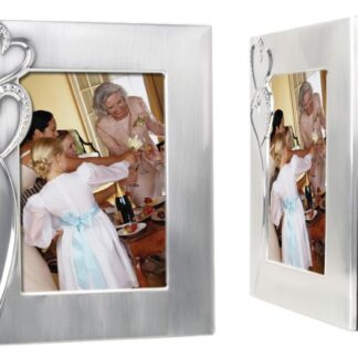 5" x 7" 2-Tone Brushed/Shiny Silver Finish Hearts Photo Album