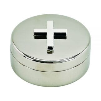 ROUND COVERED BOX WITH CROSS ON LID
