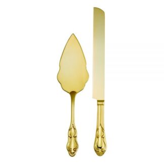 KNIFE & SERVER SET IN GOLD TONE FINISH