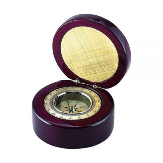 ROUND WOOD BOX WITH COMPASS IN PIANO FINISH