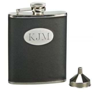 BLACK LEATHERETTE FLASK