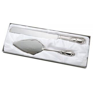 KNIFE & SERVER SET WITH FIDDLE SHAPED HANDLES