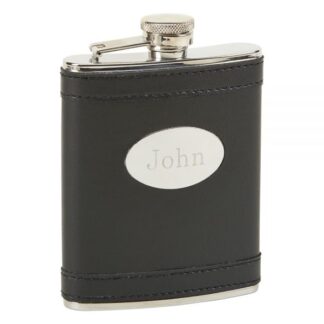 BLACK LEATHERETTE FLASK