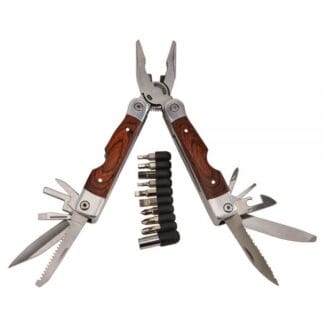 Wood Handle Stainless Steel Multi Function Tool w/Bits