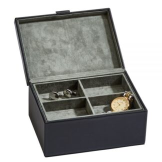 Black Leather Box w/Lift Out Tray 7" x 5"