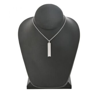 SS 1.375" Flat Vertical Bar Necklace with 18" SS Chain