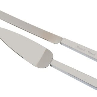 WHITE ENAMEL CAKE KNIFE & SERVER SET