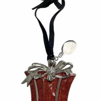 RED GIFT BOX 3D ORNAMENT WITH ENGRAVING TAG