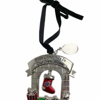 FIRST CHRISTMAS IN OUR NEW HOME FIREPLACE 3D ORNAMENT WITH ENGRAVING TAG